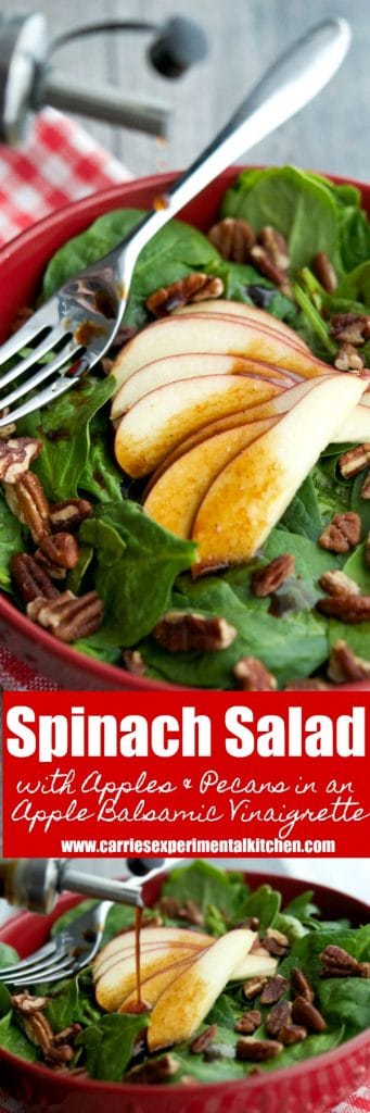 Spinach Salad with Apples and Pecans in an Apple Balsamic Vinaigrette collage