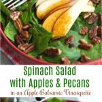 A collage photo of spinach salad with apples