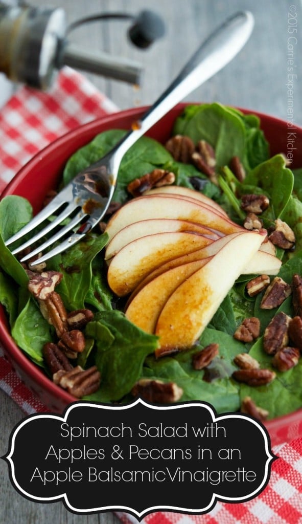 spinach salad with apples & pecans in an apple balsamic vinaigrette