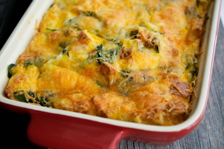 Spinach Artichoke Breakfast Strata -horizontal