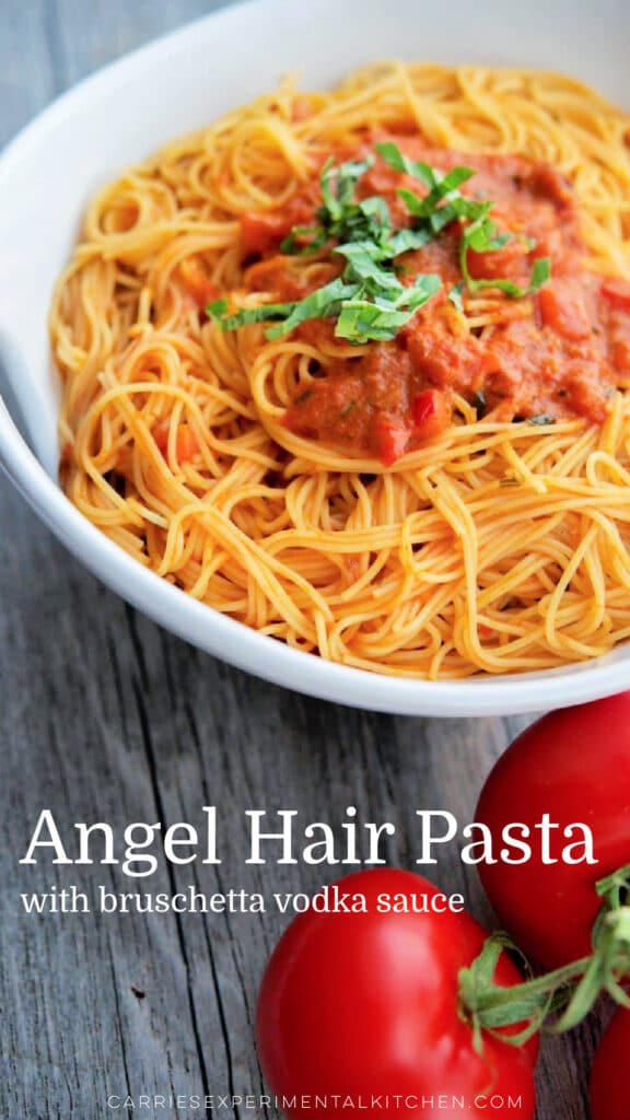 a bowl of angel hair pasta with tomato sauce