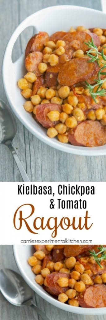This Kielbasa, Chickpea & Tomato Ragout is a hearty, all in one meal with a smokey flavor that your entire family will love.