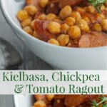 This Kielbasa, Chickpea & Tomato Ragout is a hearty, all in one meal with a smokey flavor that your entire family will love.