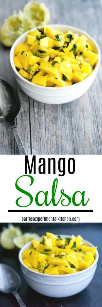 This Mango Salsa is refreshingly light and takes minutes to prepare. Try it on top of your favorite grilled chicken or fish recipe too!