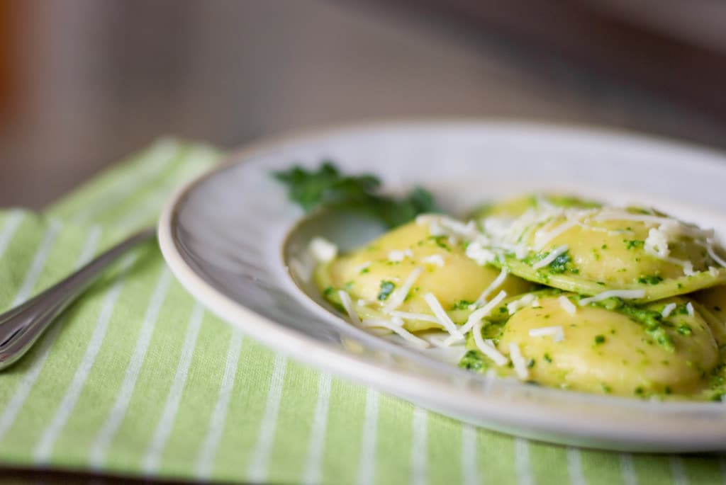 Ravioli with Spinach Pesto