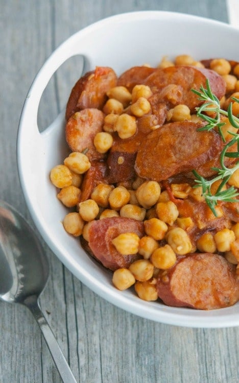 Slow Cooker Kielbasa Chickpea & Tomato Ragout