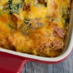 This Spinach Artichoke Breakfast Strata is wonderful. It's so easy to prepare and fantastic when feeding a crowd for breakfast or brunch.