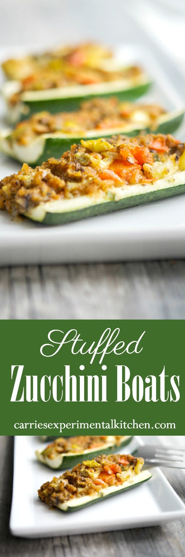 Stuffed Zucchini Boats filled with fresh, seasonal vegetables, Pecorino Romano cheese and Italian breadcrumbs are delicious and make the perfect side dish. You can also add some cooked ground beef, chicken or turkey for a complete meal! #zucchini #sidedish #vegetables