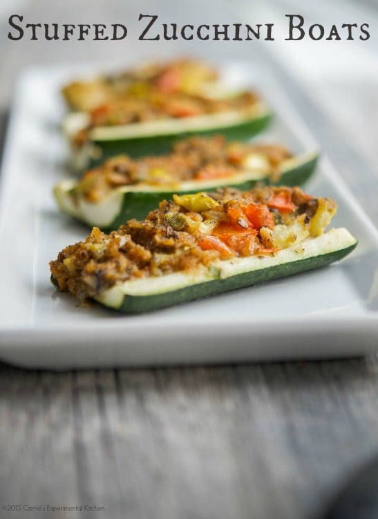 Stuffed Zucchini Boats filled with fresh, seasonal vegetables are delicious and make the perfect side dish for your summer menu plans.