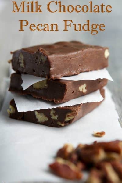 Milk Chocolate Pecan Fudge stacked.