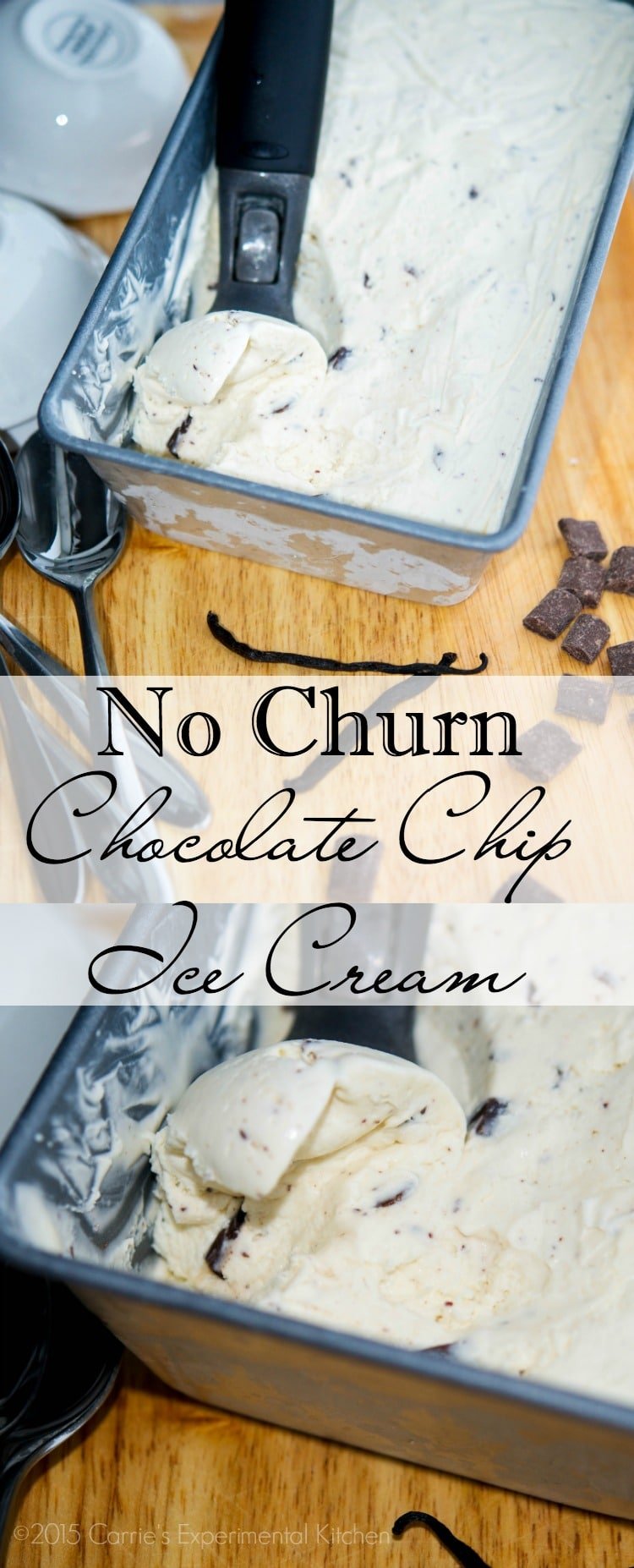 Make deliciously creamy No Churn Chocolate Chip Ice Cream at home without an ice cream maker.