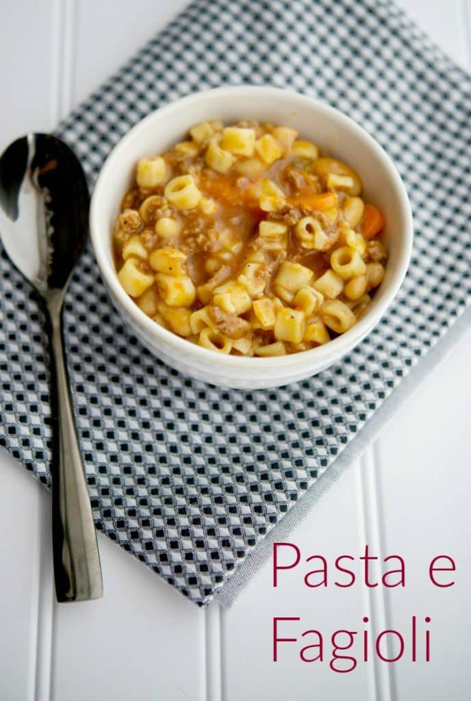 Pasta e Fagioli - This classic pasta and bean Italian soup is loaded with flavor and with the added ground beef, it makes for a satisfying meal. 