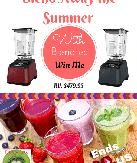A tray of food on a table, with Blendtec and Blender