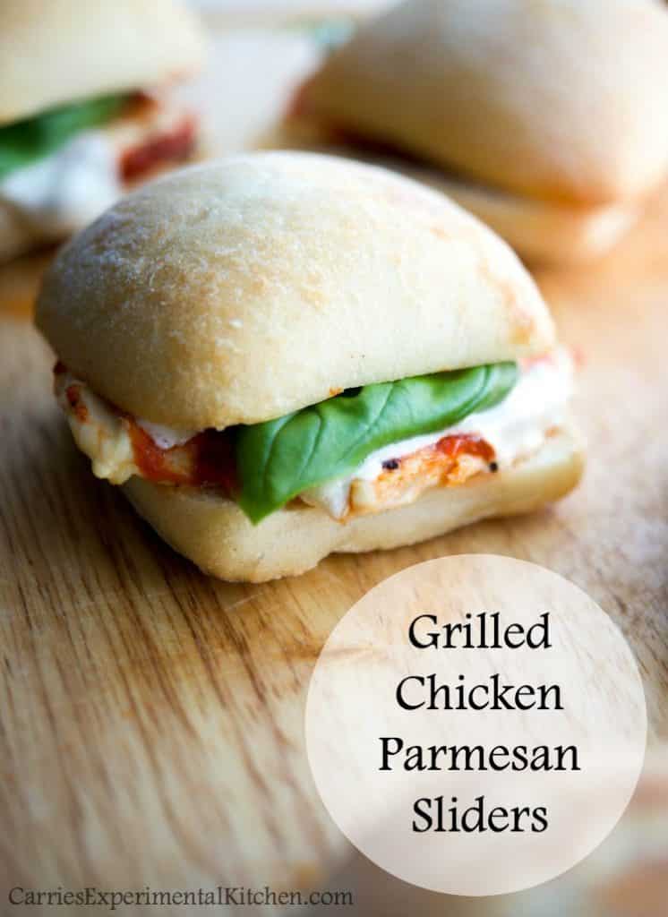 Grilled Chicken Parmesan Sliders | CarriesExperimentalKitchen.com These Grilled Chicken Parmesan Sliders take only 20 minutes to make and are much healthier than the classic sandwich.