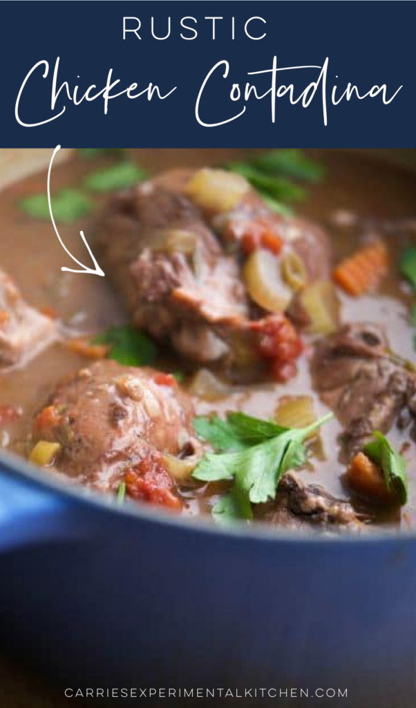 a close up of chicken thighs in a blue pot