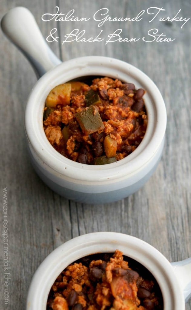 Italian Ground Turkey and Black Bean Stew in a bowl.