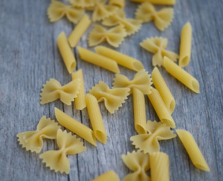 Assorted pasta shapes. 