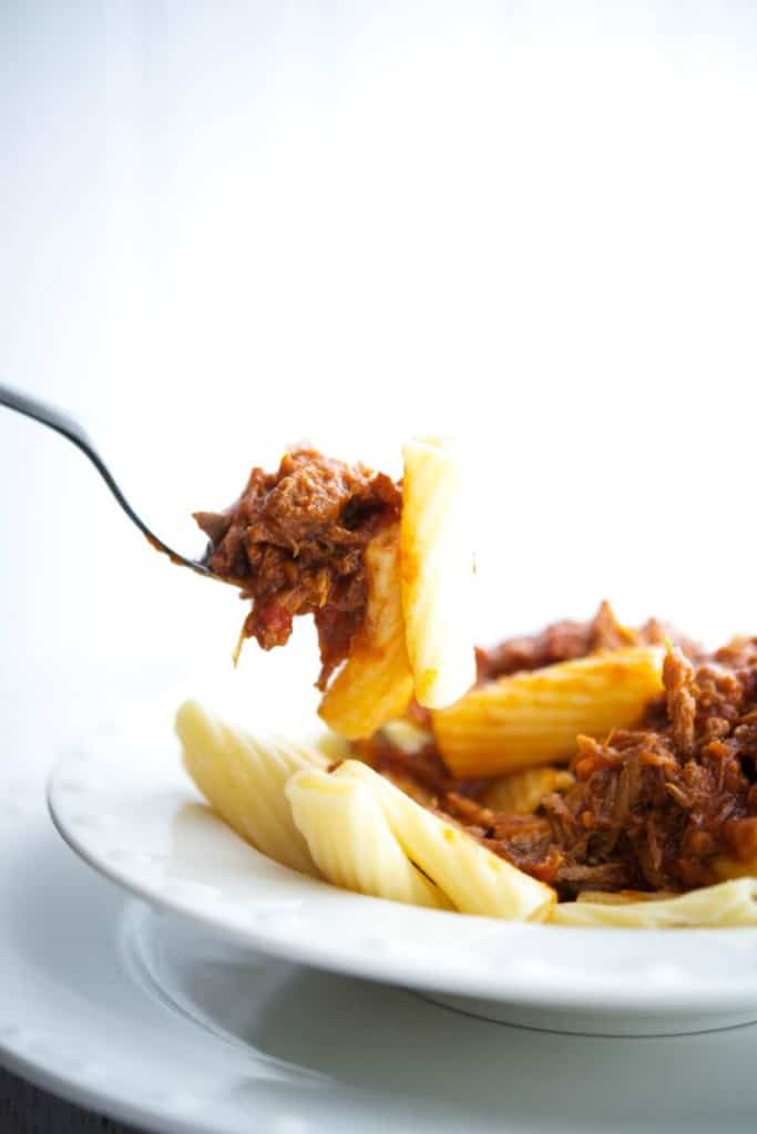 A plate of Pork Ragu over Pasta