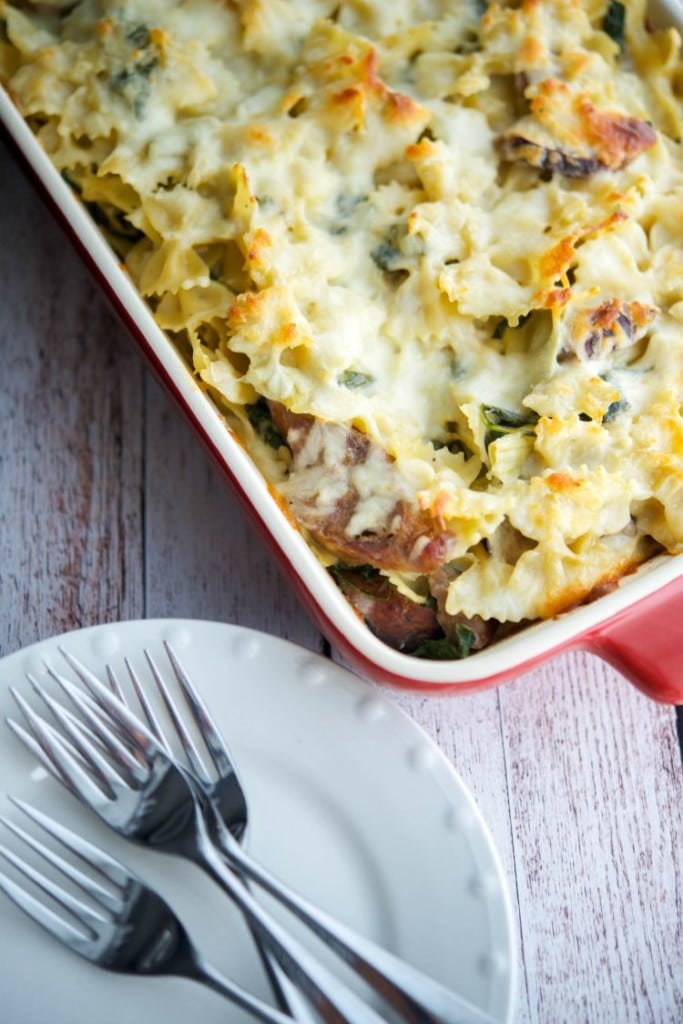 Sausage Spinach & Artichoke Pasta Casserole