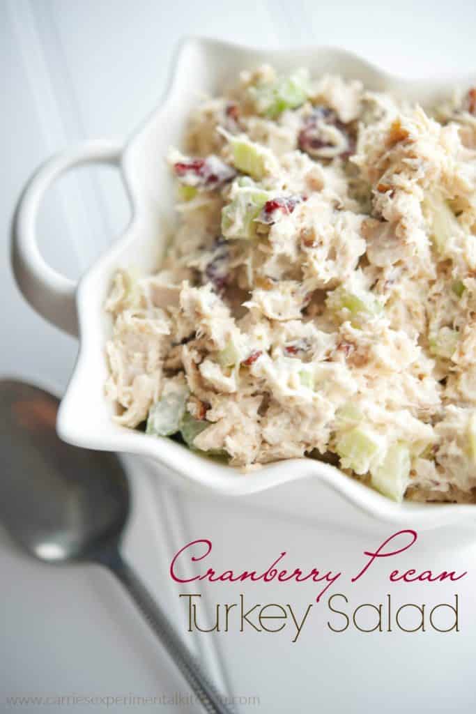 Cranberry Pecan Turkey Salad - Turn your leftover Thanksgiving turkey into a new Fall favorite salad by adding sweet cranberries and savory pecans. 