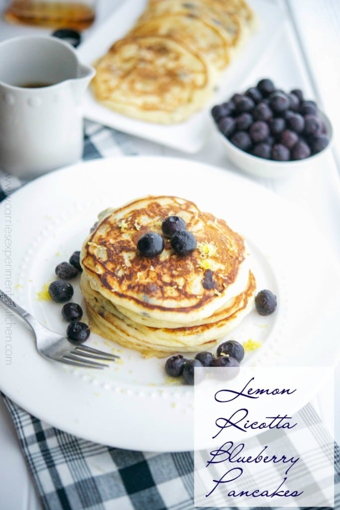 Lemon Ricotta Blueberry Pancakes on a plate