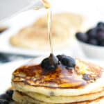 Start you day off right with these healthy, light and fluffy Lemon Ricotta Blueberry Pancakes. They're bursting with flavor!