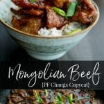 Enjoy PF Changs Mongolian Beef made with flank steak and scallions in the comfort of your own home with a few simple ingredients.