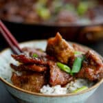 PF Changs Mongolian Beef made with flank steak and scallions in the comfort of your own home with a few simple ingredients.