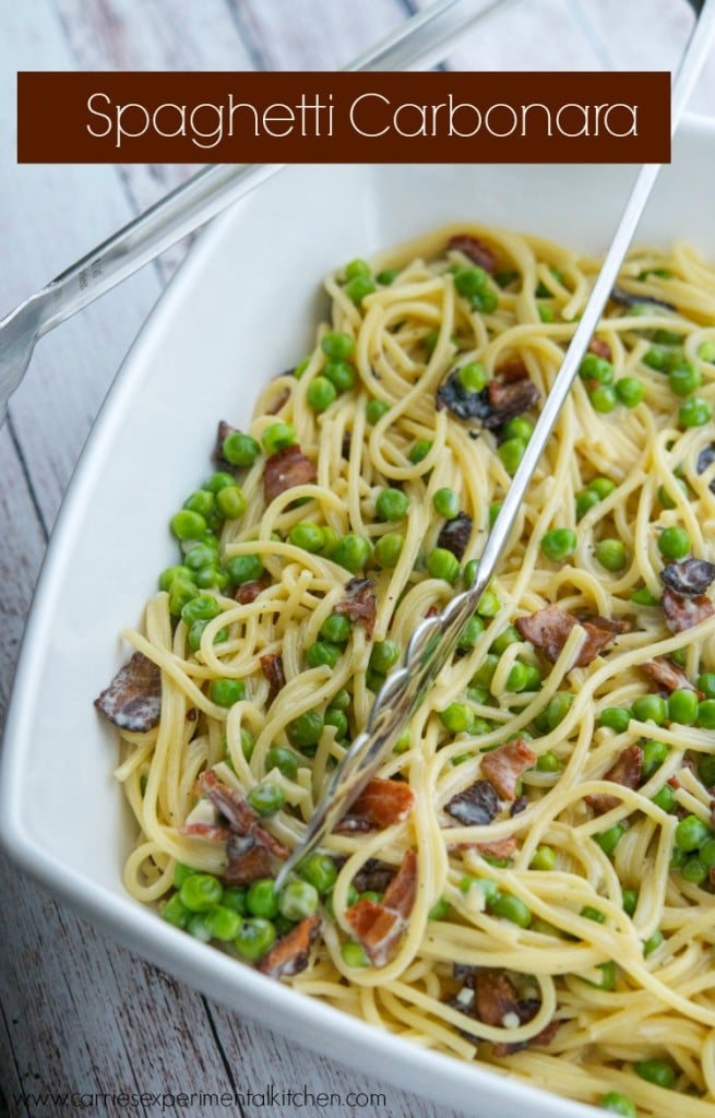 Spaghetti Carbonara | www.carriesexperimentalkitchen.com Just a few simple ingredients and dinner is ready in 25 minutes! 