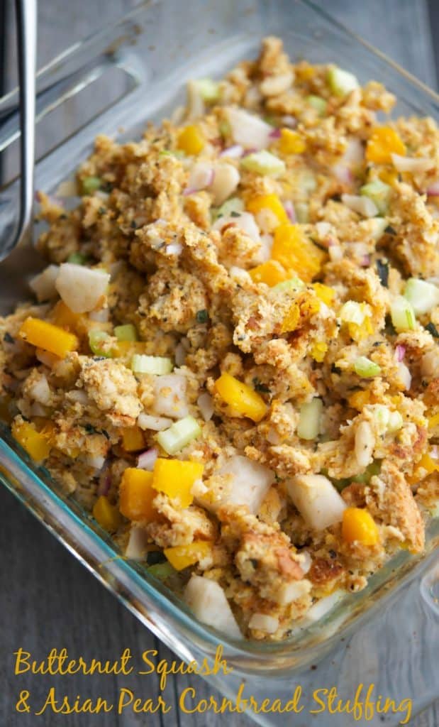 Butternut Squash & Asian Pear Cornbread Stuffing | This Butternut Squash & Asian Pear Cornbread Stuffing is a must try this Thanksgiving. 