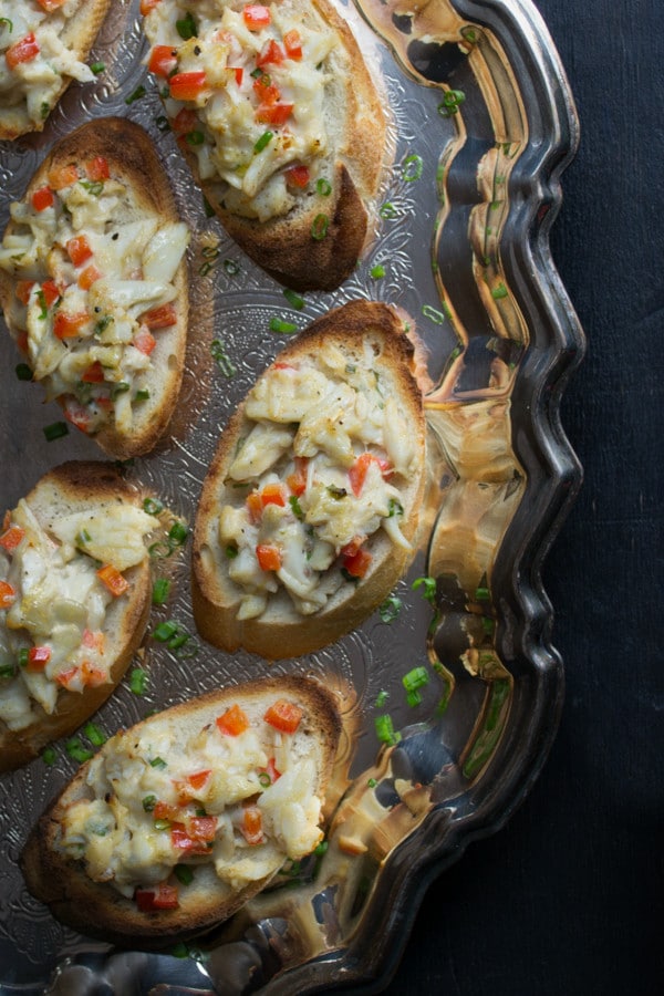 A close up of food, with Seafood and Crostini