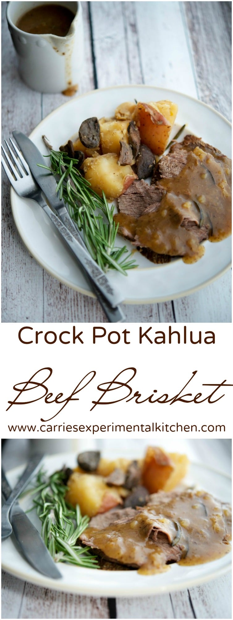 Brisket isn't just for Sunday family meals. Make this deliciously tender and moist Crock Pot Kahlua Beef Brisket during the week. #brisket #beef #crockpot #slowcooker