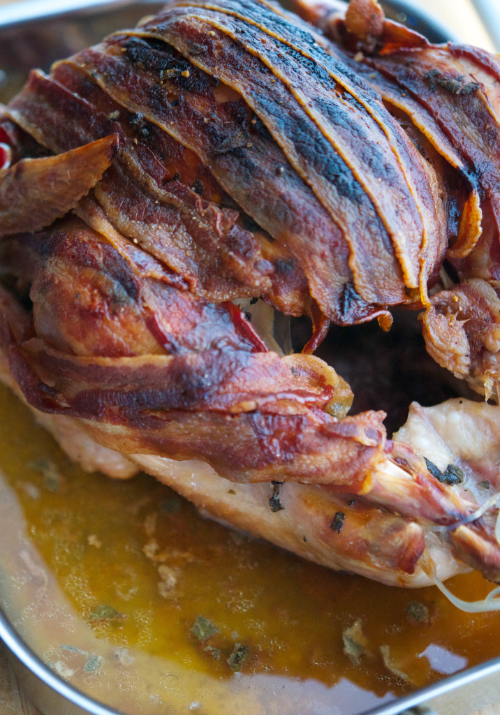 Maple Bacon Roasted Turkey This recipe for Maple Bacon Roasted Turkey is so easy to make, you'll spend less time in the kitchen this Thanksgiving and more time with your guests.