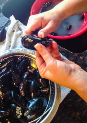 Cleaning mussels