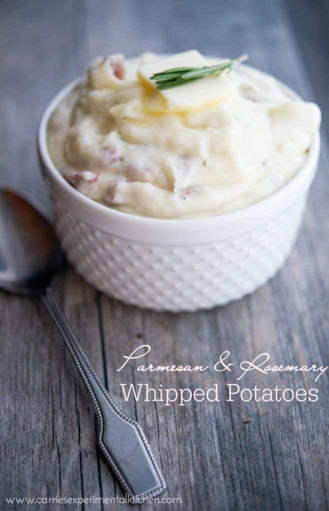 Parmesan & Rosemary Whipped Potatoes | Five ingredients are all you need to make these creamy, Parmesan & Rosemary Whipped Potatoes. Perfect for any day of the week, yet flavorful for any holiday gathering. 