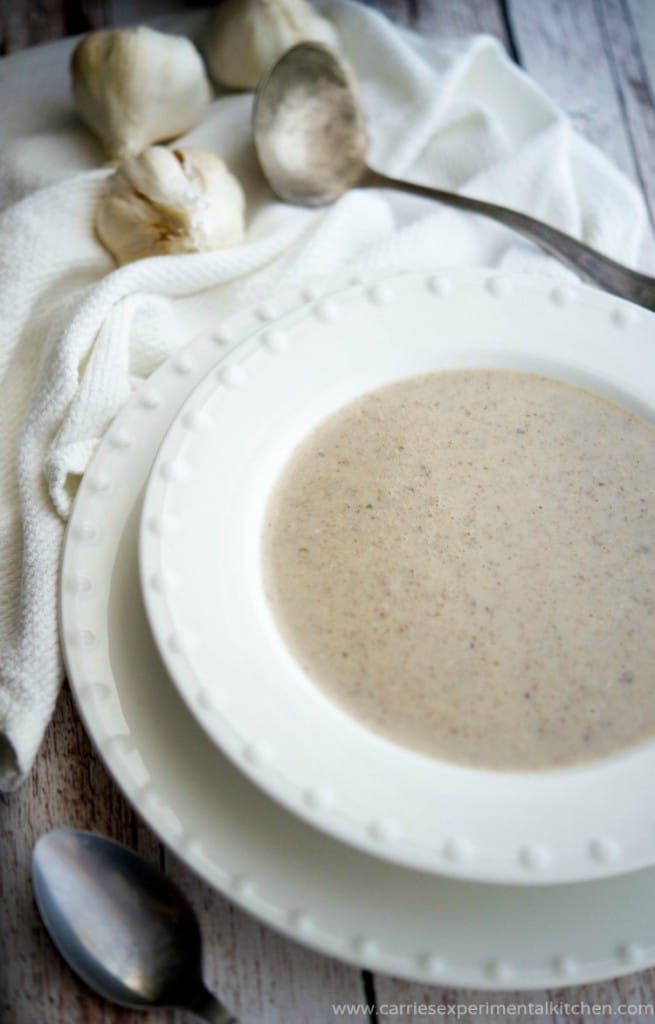 Creamy Roasted Garlic & Mushroom Soup | CarriesExperimentalKitchen.com