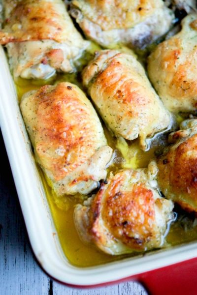 Three ingredients are all you need to make these Crispy Ranch Baked Chicken Thighs. Perfect to serve for a weeknight meal or large crowd.