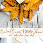 At only 31 calories each, these Baked Sweet Potato Skins with Sriracha Lime Aioli are a healthier option to game day snacking. 