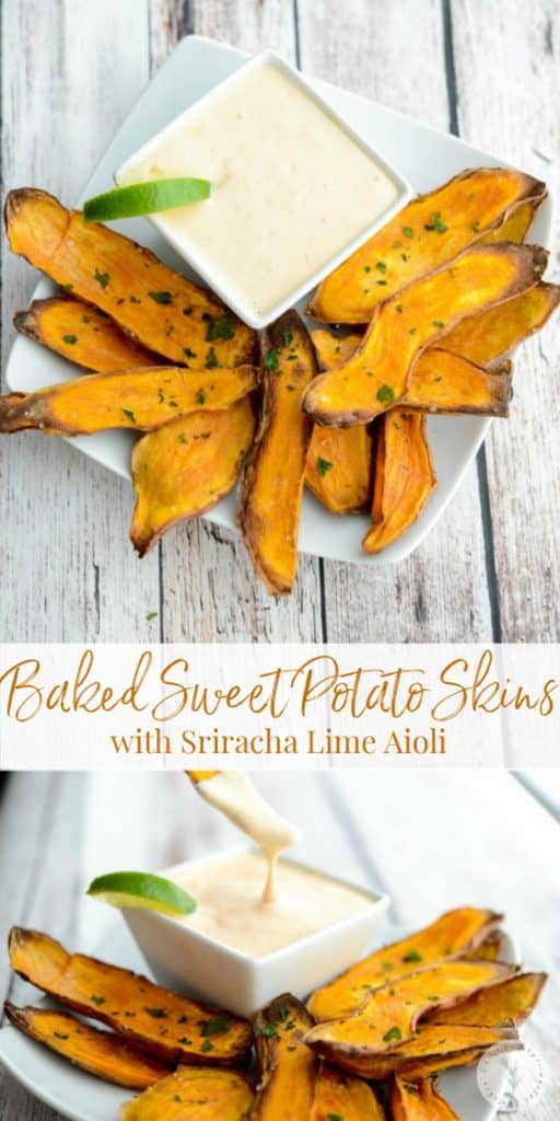 At only 31 calories each, these Baked Sweet Potato Skins with Sriracha Lime Aioli are a healthier option to game day snacking. 