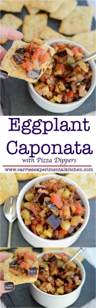 A bowl of food, with Eggplant and Caponata