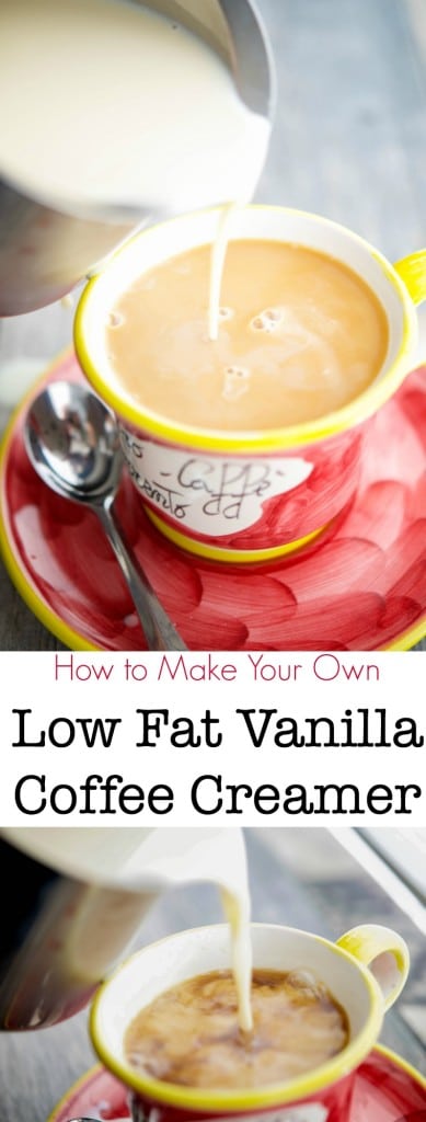 Learn how to make your own low fat vanilla coffee creamer at home. 