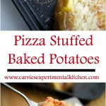 Pizza Stuffed Baked Potatoes made with your favorite sauce and Mozzarella cheese are so versatile, you can serve them for any occasion! 