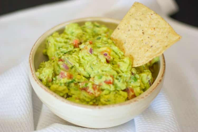 Guacamole closeup in a bowl. 