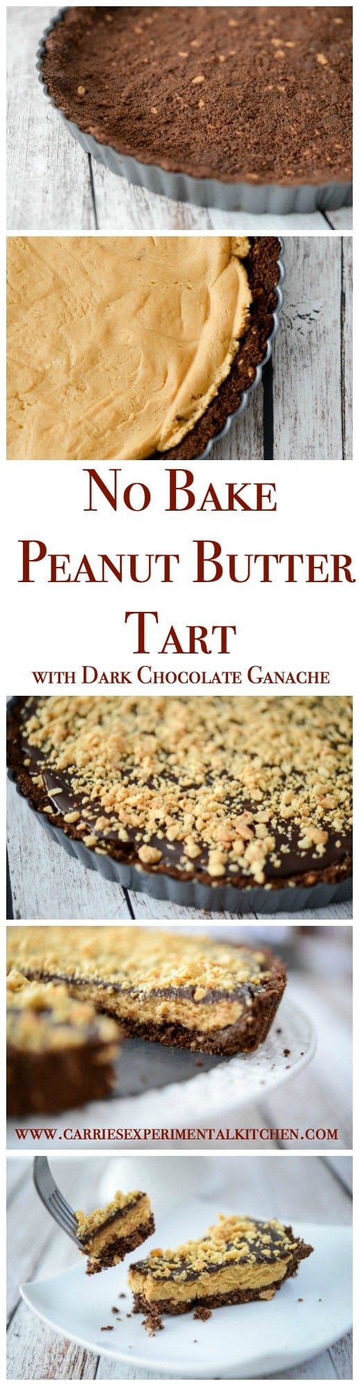This No Bake Peanut Butter Tart with Dark Chocolate Ganache is so rich and decadent it's perfect for holidays or special occasions. 