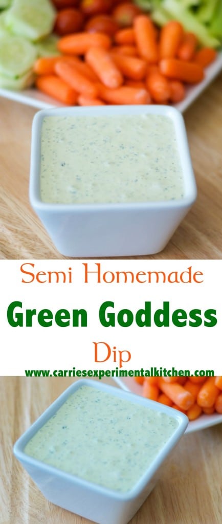 Serve this Semi-Homemade Green Goddess Dip with raw vegetables or as a salad dressing. 