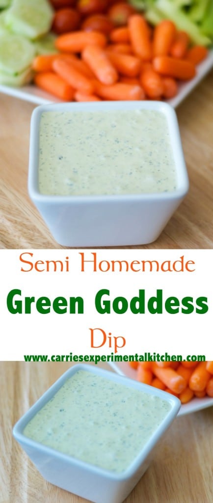 Serve this Semi-Homemade Green Goddess Dip with raw vegetables or as a salad dressing. 