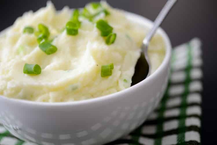 A close up of Irish Champ Mashed Potatoes