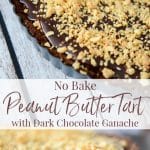 This No Bake Peanut Butter Tart with Dark Chocolate Ganache is so rich and decadent it's perfect for holidays or special occasions. 