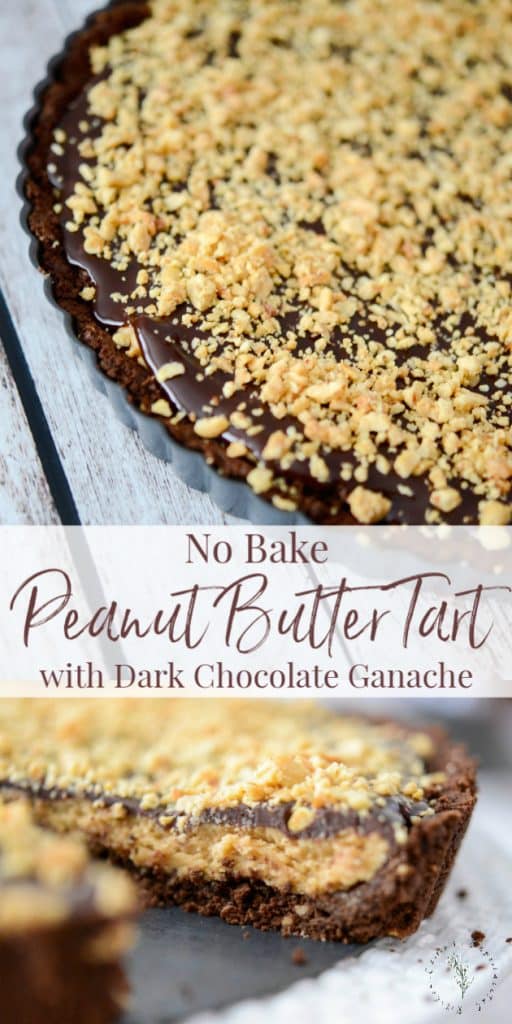 This No Bake Peanut Butter Tart with Dark Chocolate Ganache is so rich and decadent it's perfect for holidays or special occasions. 