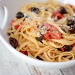 Pasta Nonna, made with your favorite pasta tossed with roasted Kalamata olives, grape tomatoes and garlic is simple to make and bursting with flavor.
